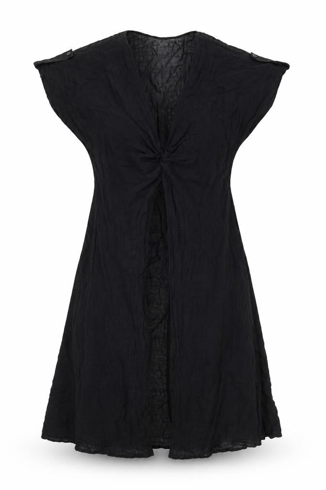 Zara Womens Black Cotton Tunic Blouse Size XS V-Neck - Open Front Longline