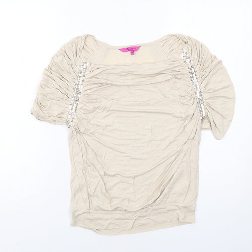 Jasper Conran Womens Ivory Viscose Basic Blouse Size 10 Round Neck