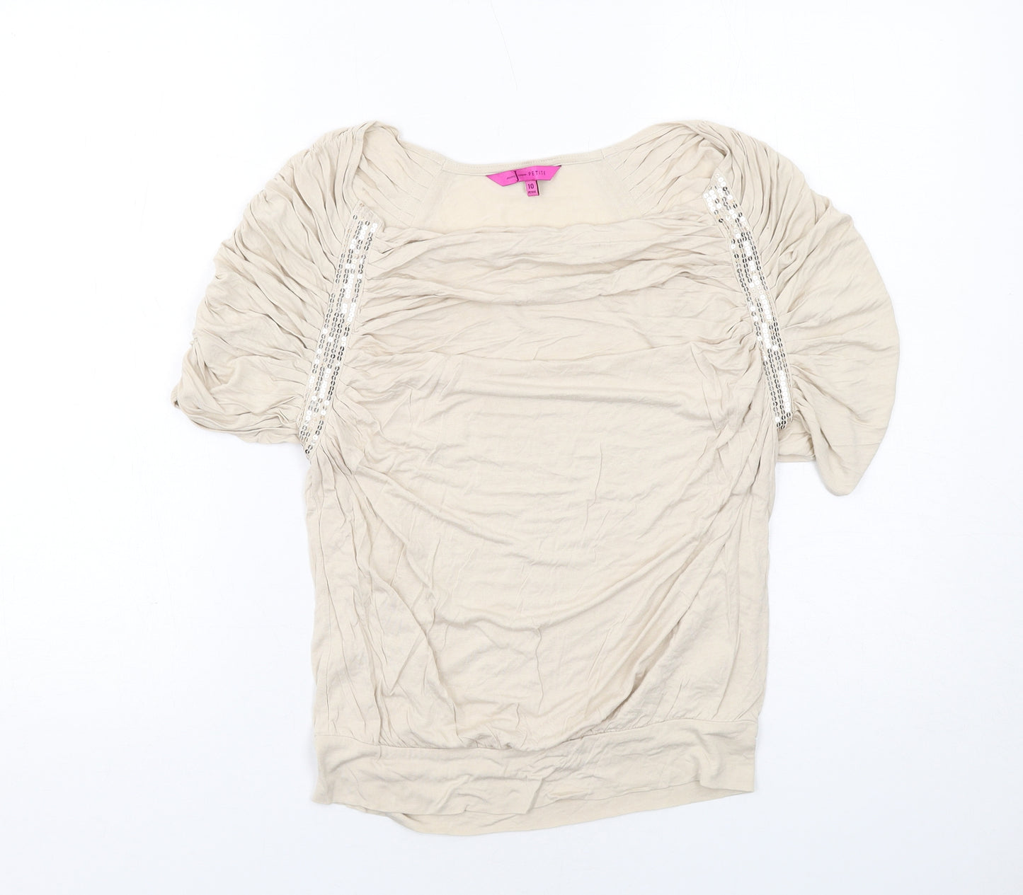 Jasper Conran Womens Ivory Viscose Basic Blouse Size 10 Round Neck