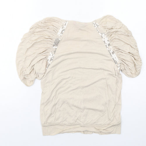 Jasper Conran Womens Ivory Viscose Basic Blouse Size 10 Round Neck