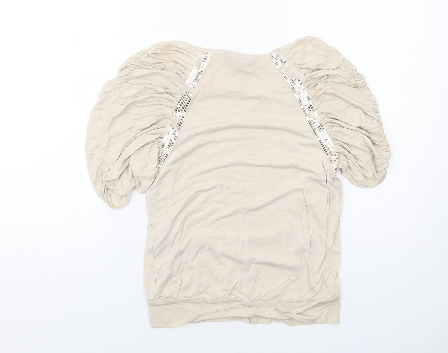 Jasper Conran Womens Ivory Viscose Basic Blouse Size 10 Round Neck