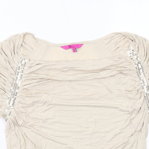 Jasper Conran Womens Ivory Viscose Basic Blouse Size 10 Round Neck