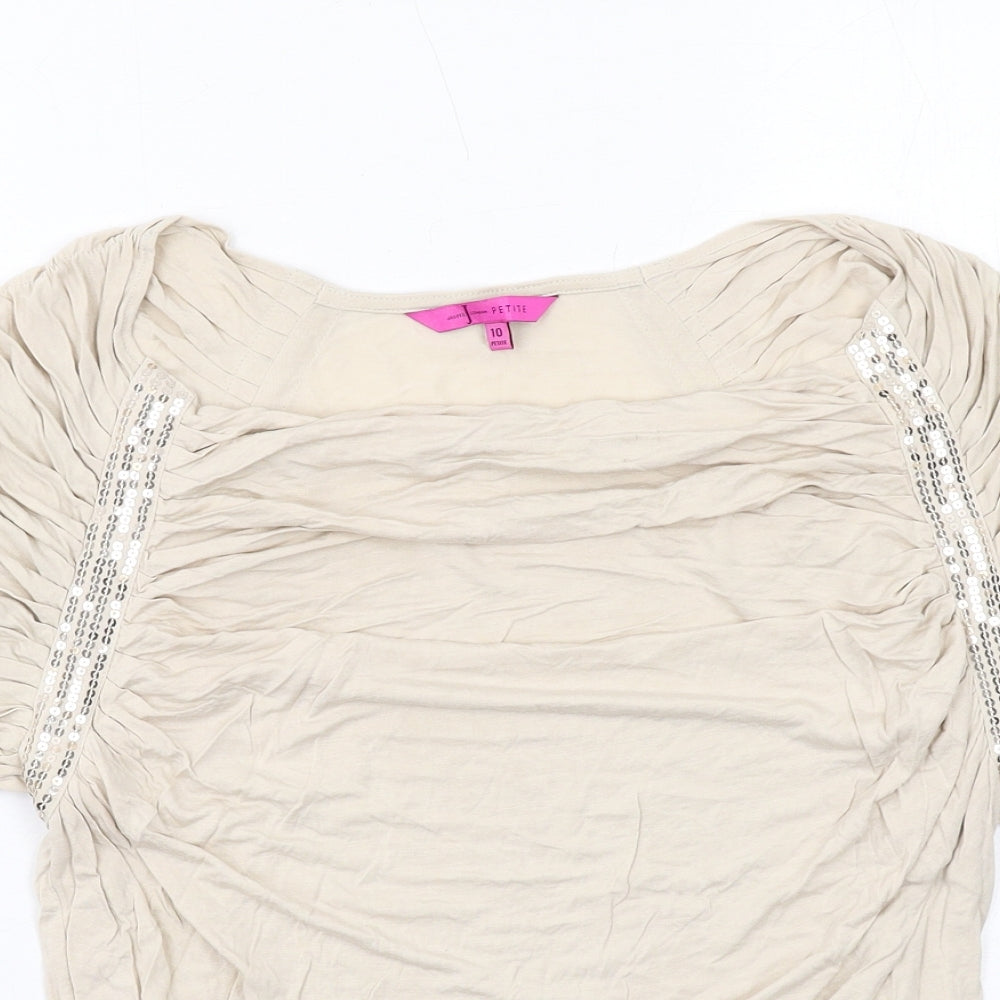 Jasper Conran Womens Ivory Viscose Basic Blouse Size 10 Round Neck