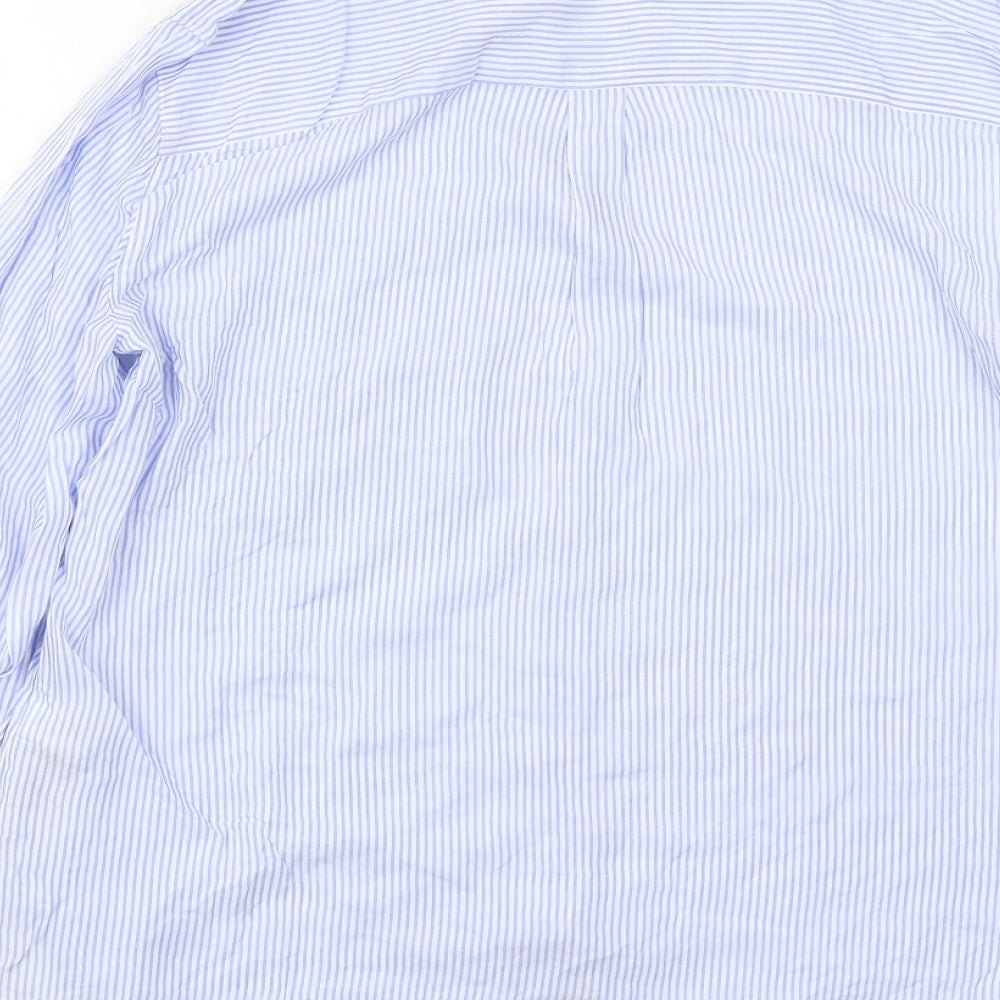 NEXT Womens Blue Striped Viscose Basic Button-Up Size 12 Collared