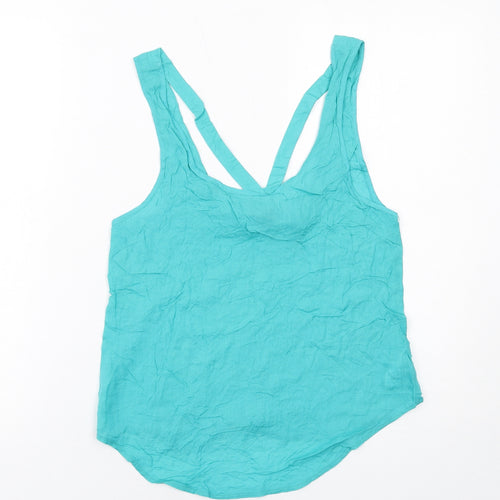 Topshop Womens Blue Viscose Basic Tank Size 8 Round Neck