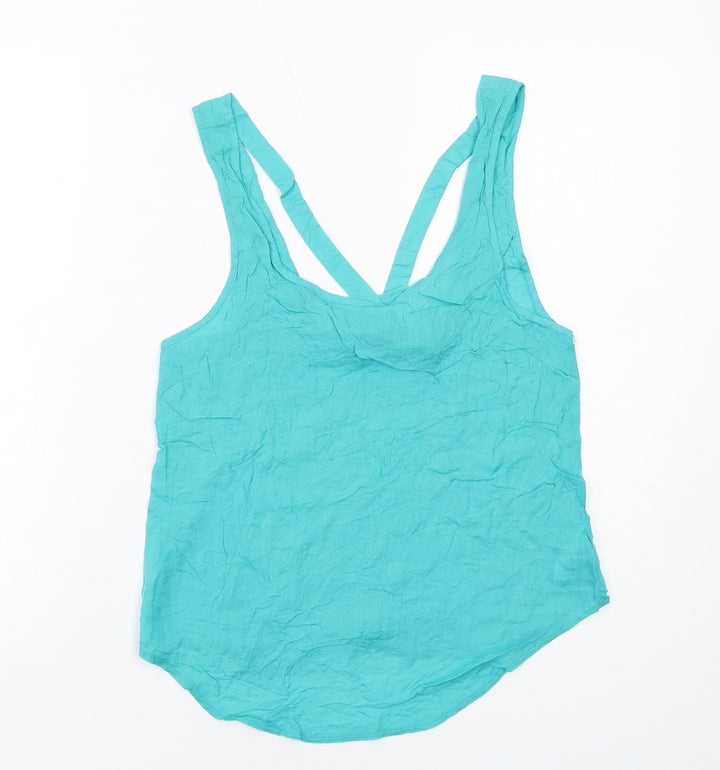 Topshop Womens Blue Viscose Basic Tank Size 8 Round Neck