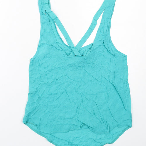 Topshop Womens Blue Viscose Basic Tank Size 8 Round Neck