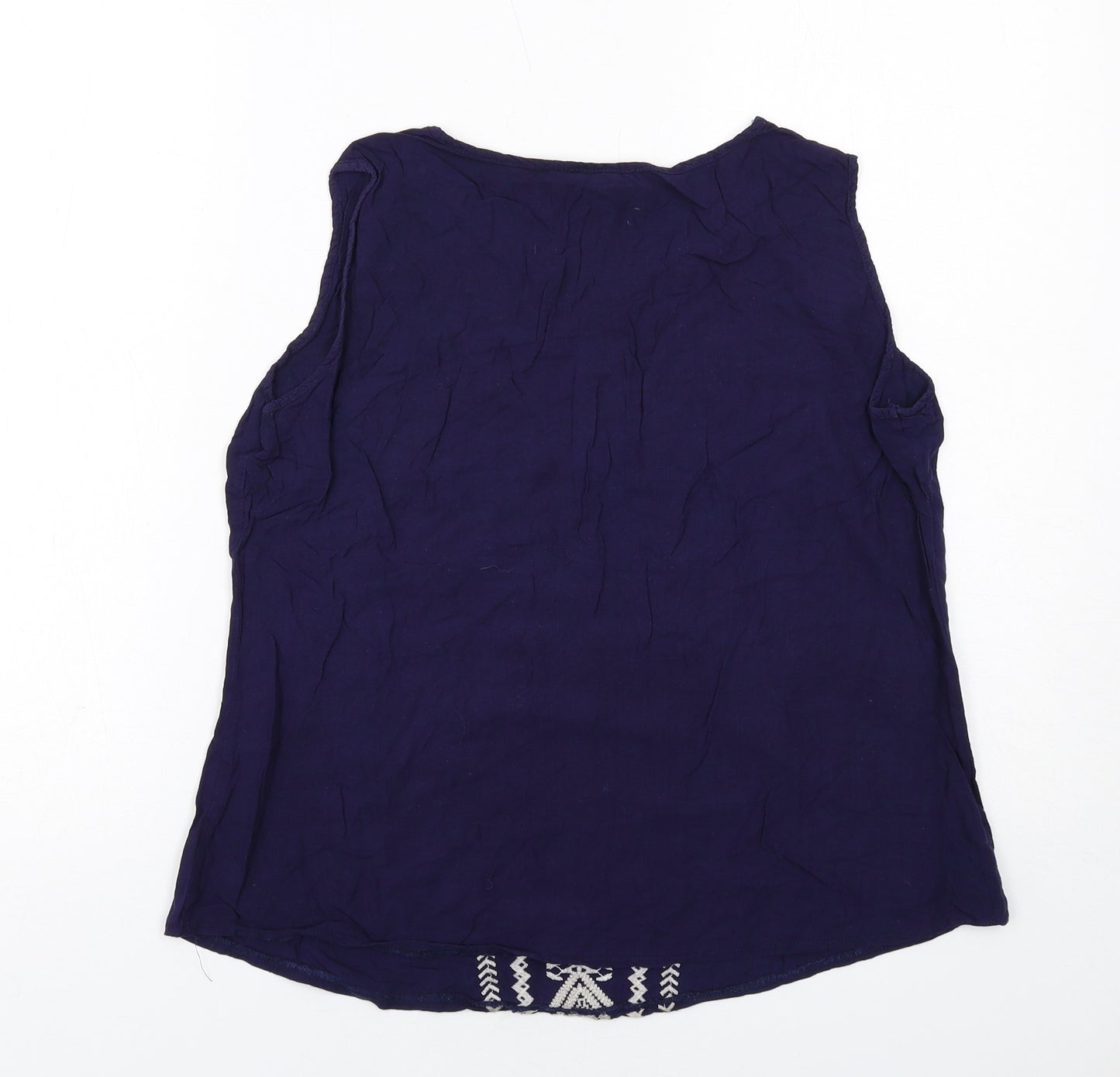 Solitaire Womens Blue Viscose Basic Tank Size XL Round Neck