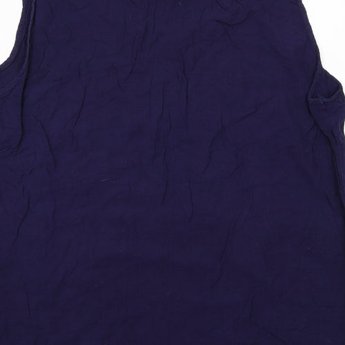 Solitaire Womens Blue Viscose Basic Tank Size XL Round Neck