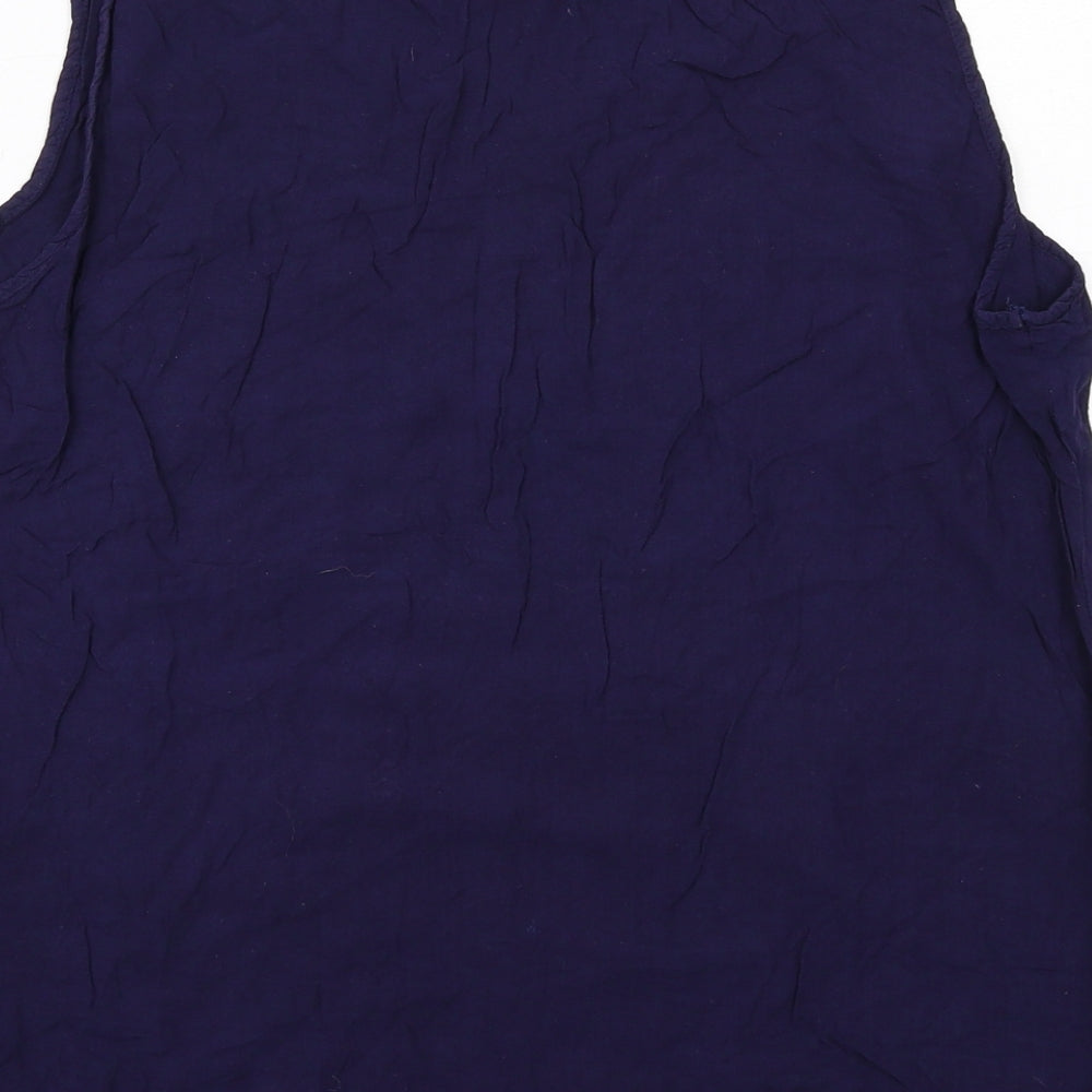 Solitaire Womens Blue Viscose Basic Tank Size XL Round Neck