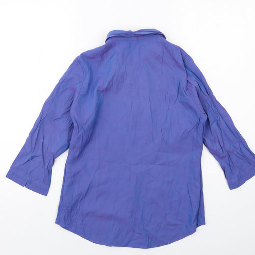 New Look Womens Blue Viscose Basic Button-Up Size 12 Collared