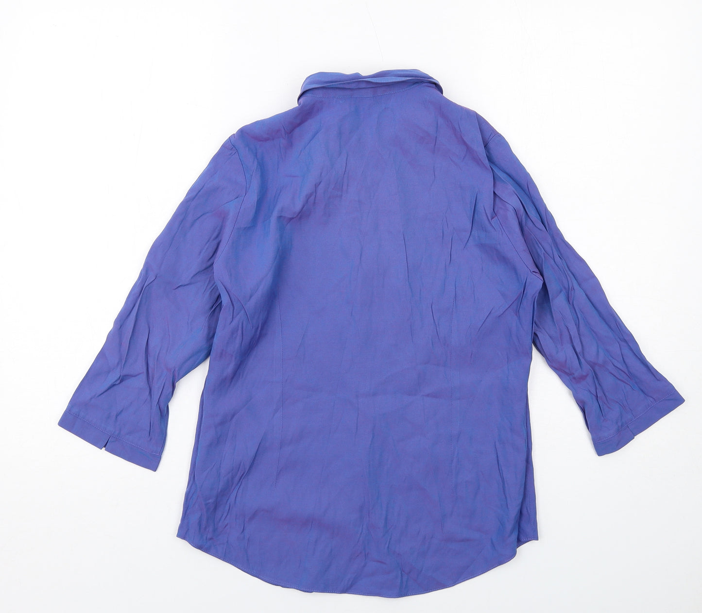 New Look Womens Blue Viscose Basic Button-Up Size 12 Collared