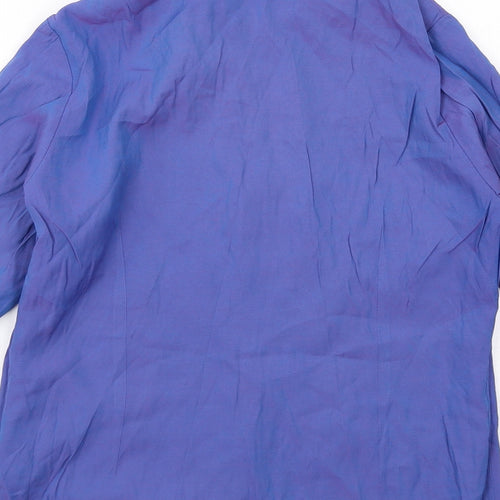 New Look Womens Blue Viscose Basic Button-Up Size 12 Collared