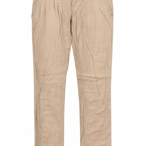 TALLY WEiJL Womens Beige Cotton Trousers Size 8 Regular Zip