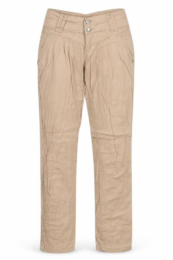 TALLY WEiJL Womens Beige Cotton Trousers Size 8 Regular Zip
