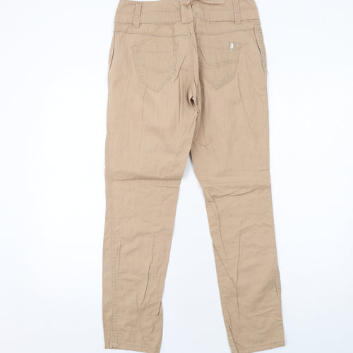 TALLY WEiJL Womens Beige Cotton Trousers Size 8 Regular Zip