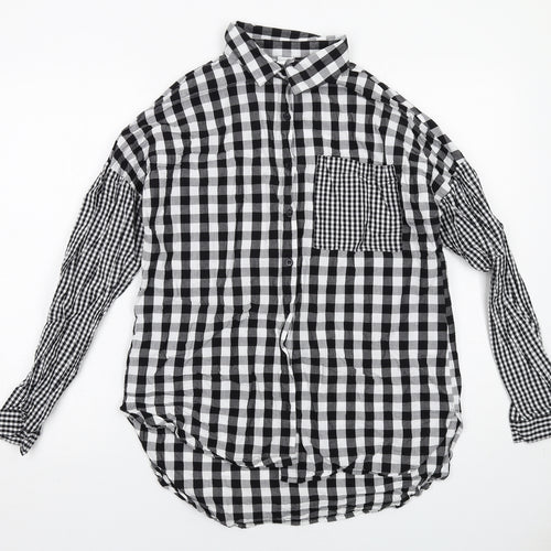Violet Romance Womens Black Check Cotton Basic Button-Up Size 10 Collared