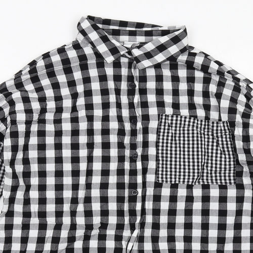 Violet Romance Womens Black Check Cotton Basic Button-Up Size 10 Collared