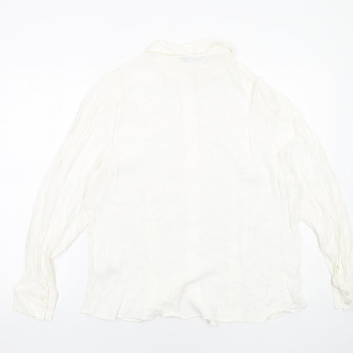 Marks and Spencer Womens White Viscose Basic Button-Up Size 18 Collared