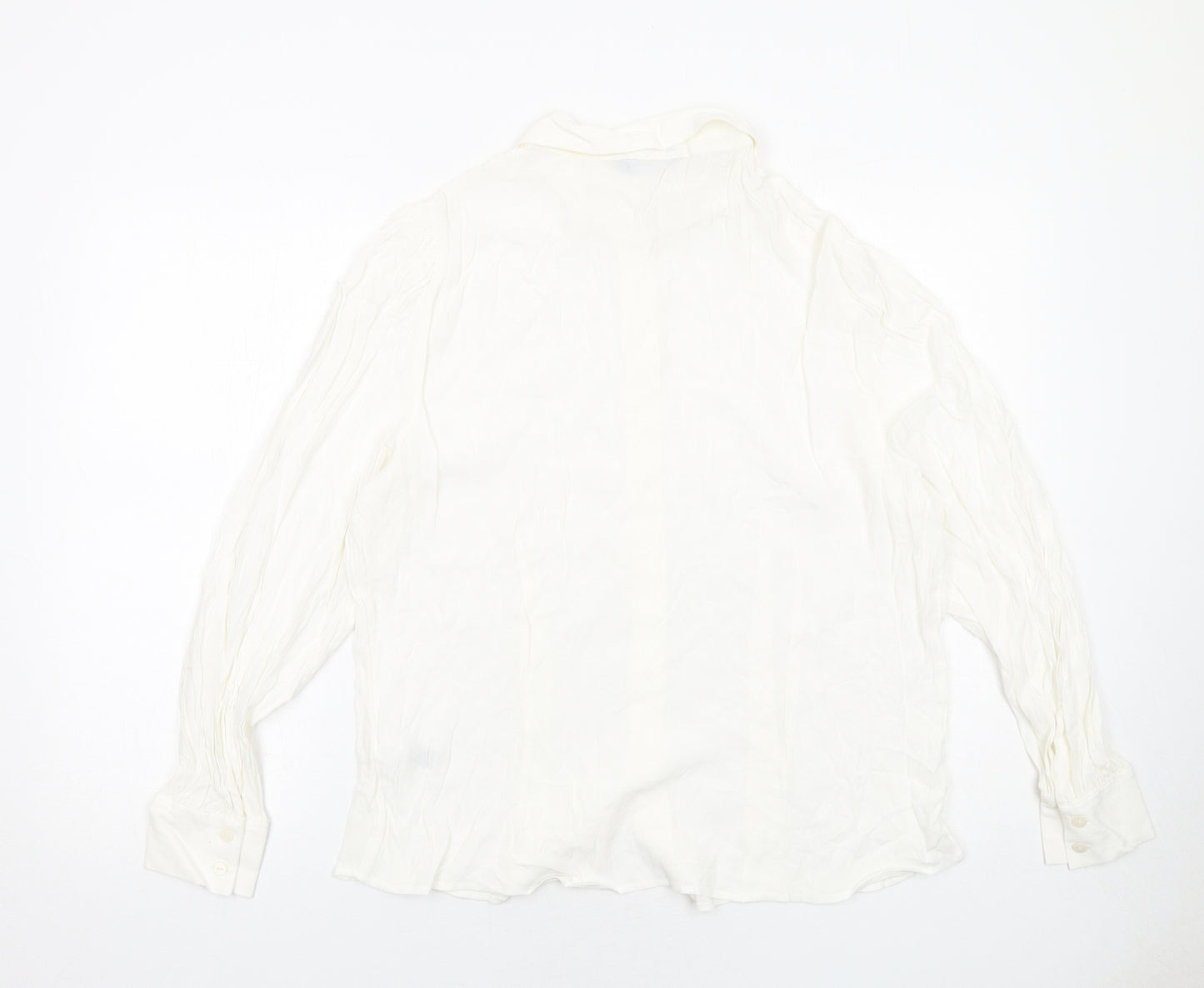 Marks and Spencer Womens White Viscose Basic Button-Up Size 18 Collared