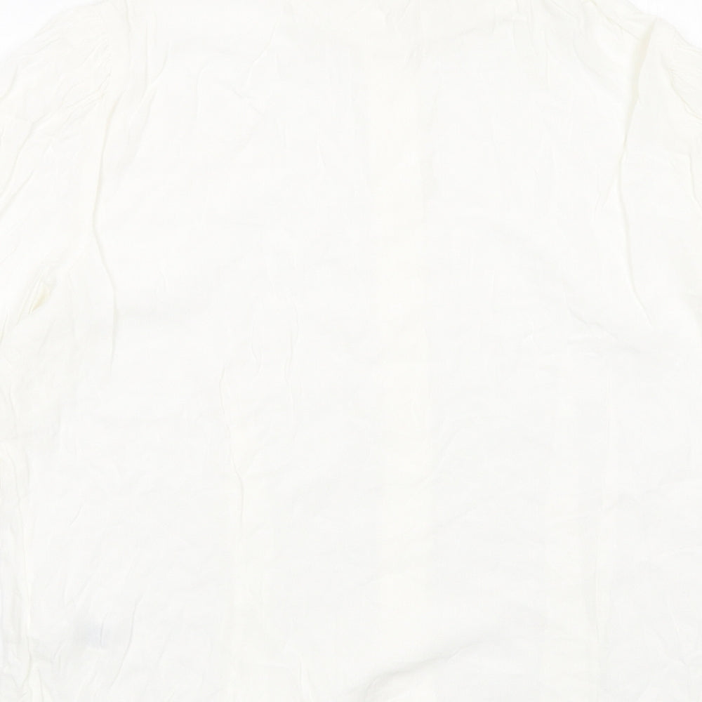 Marks and Spencer Womens White Viscose Basic Button-Up Size 18 Collared