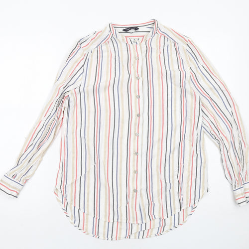 Marks and Spencer Womens Multicoloured Striped Viscose Basic Button-Up Size 8 Collared