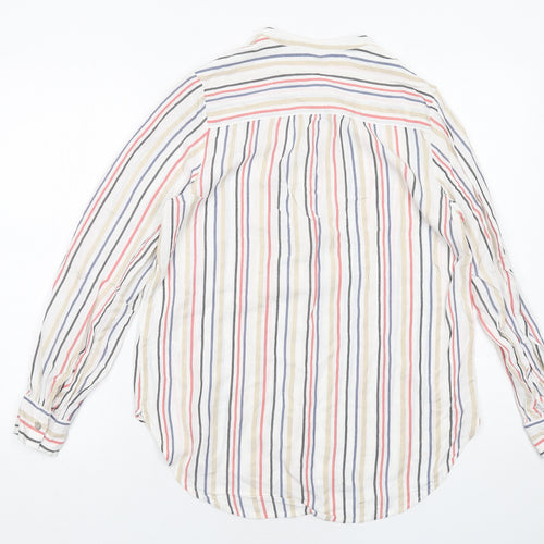 Marks and Spencer Womens Multicoloured Striped Viscose Basic Button-Up Size 8 Collared