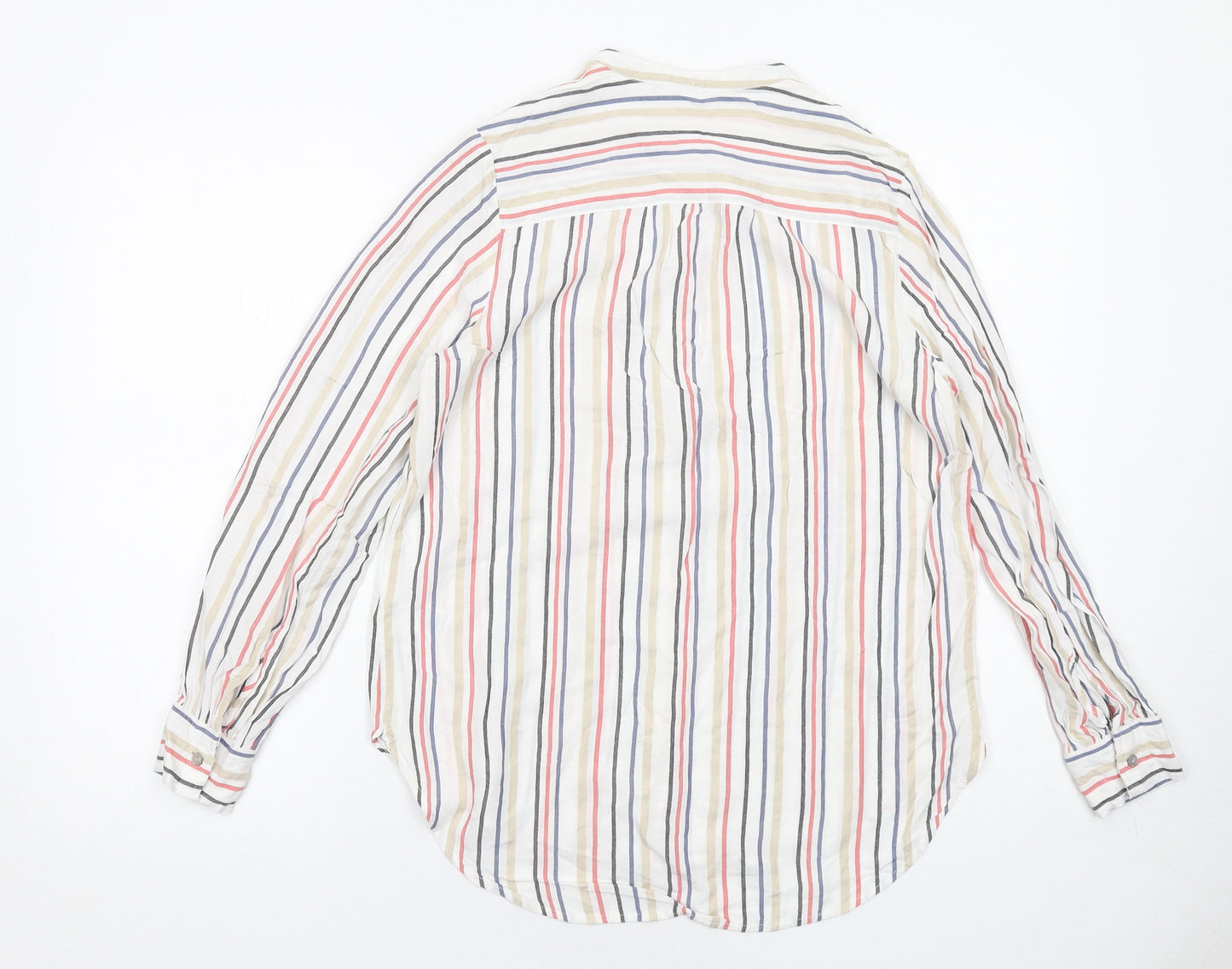 Marks and Spencer Womens Multicoloured Striped Viscose Basic Button-Up Size 8 Collared