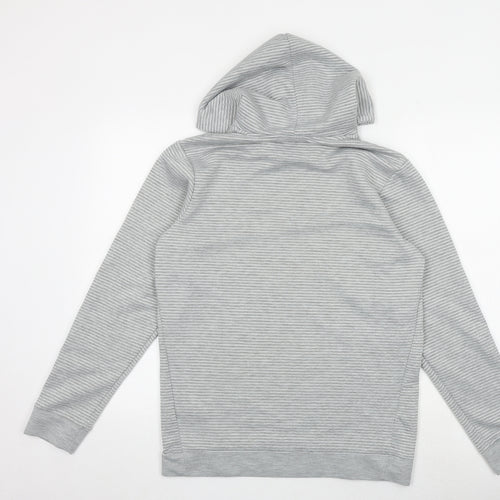JACK & JONES Mens Grey Striped Polyester Pullover Hoodie Size M