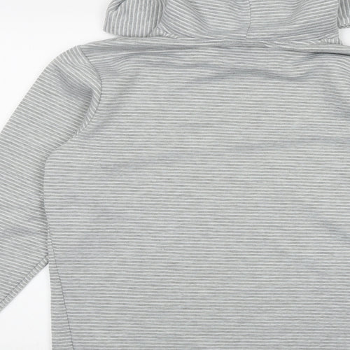 JACK & JONES Mens Grey Striped Polyester Pullover Hoodie Size M