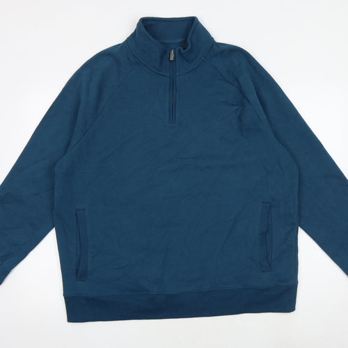Marks and Spencer Mens Green Cotton Pullover Hoodie Size 2XL