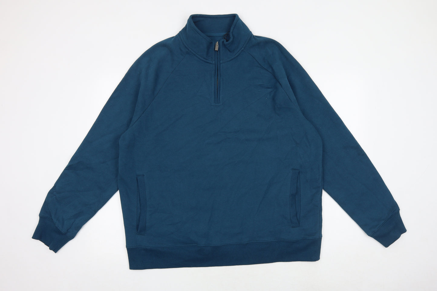 Marks and Spencer Mens Green Cotton Pullover Hoodie Size 2XL