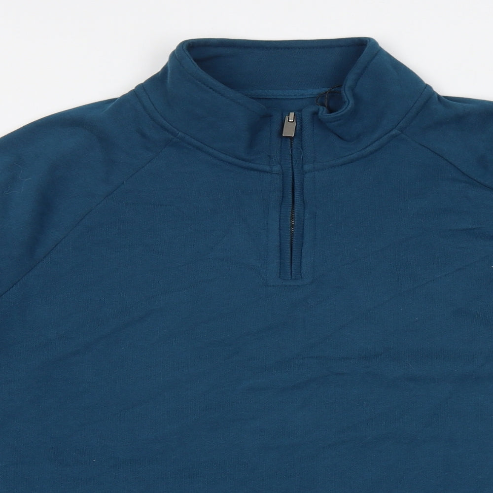 Marks and Spencer Mens Green Cotton Pullover Hoodie Size 2XL