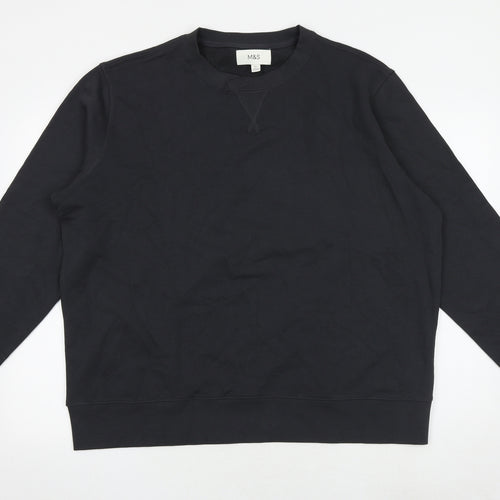 Marks and Spencer Mens Grey Cotton Pullover Sweatshirt Size 2XL