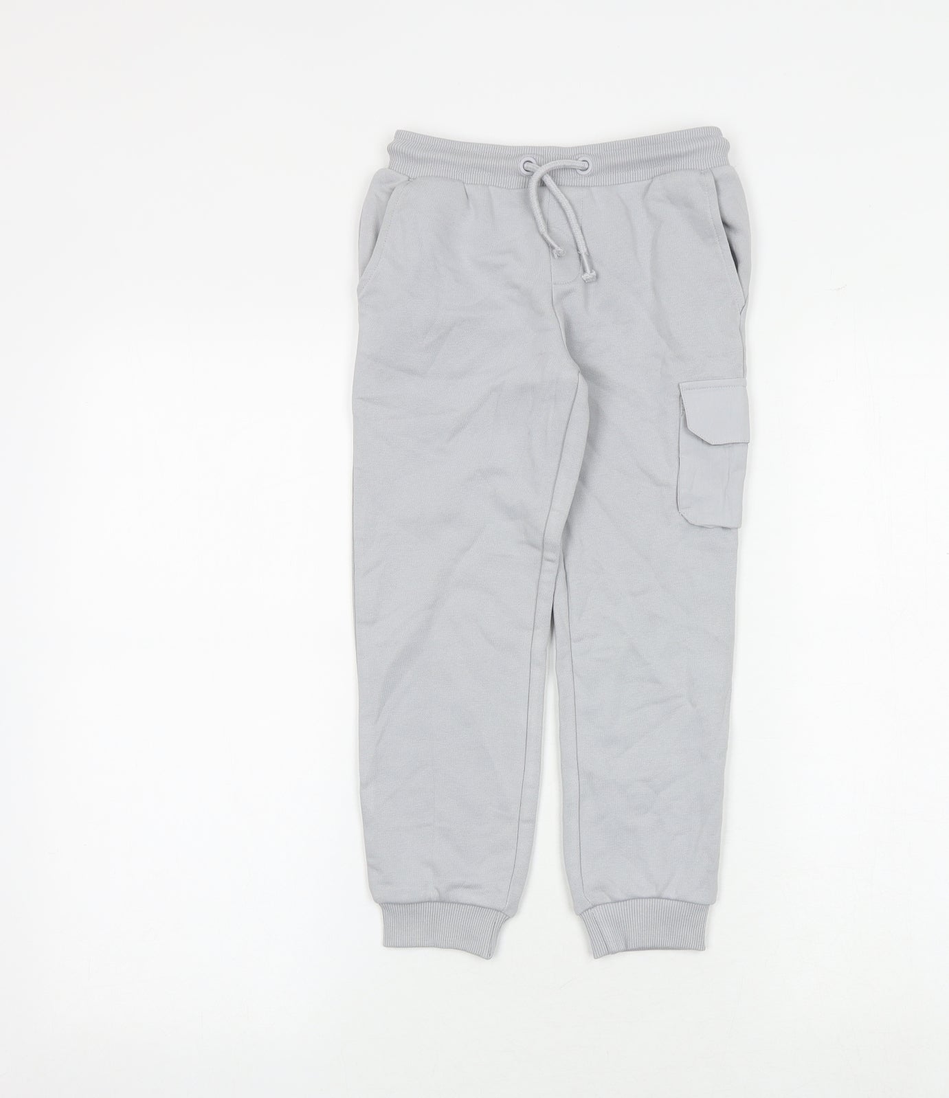 Marks and Spencer Boys Grey Cotton Jogger Trousers Size 5-6 Years Regular Drawstring