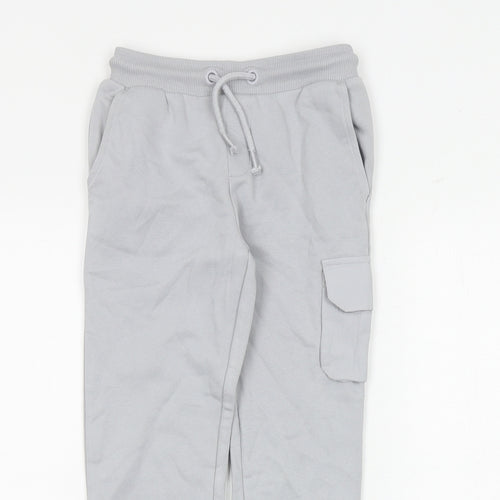 Marks and Spencer Boys Grey Cotton Jogger Trousers Size 5-6 Years Regular Drawstring