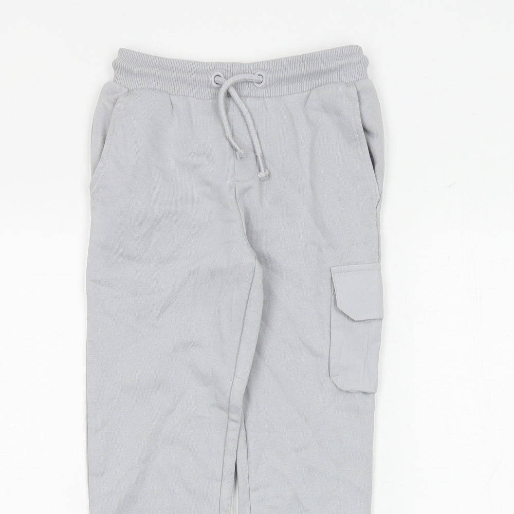 Marks and Spencer Boys Grey Cotton Jogger Trousers Size 5-6 Years Regular Drawstring