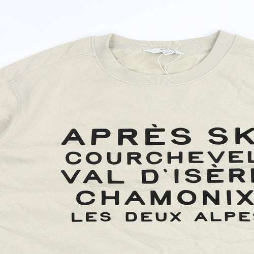 Marks and Spencer Mens Beige Cotton Pullover Sweatshirt Size L - Aprés Ski