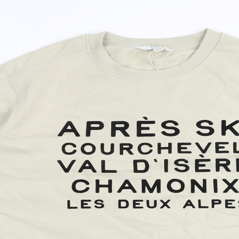 Marks and Spencer Mens Beige Cotton Pullover Sweatshirt Size L - Aprés Ski