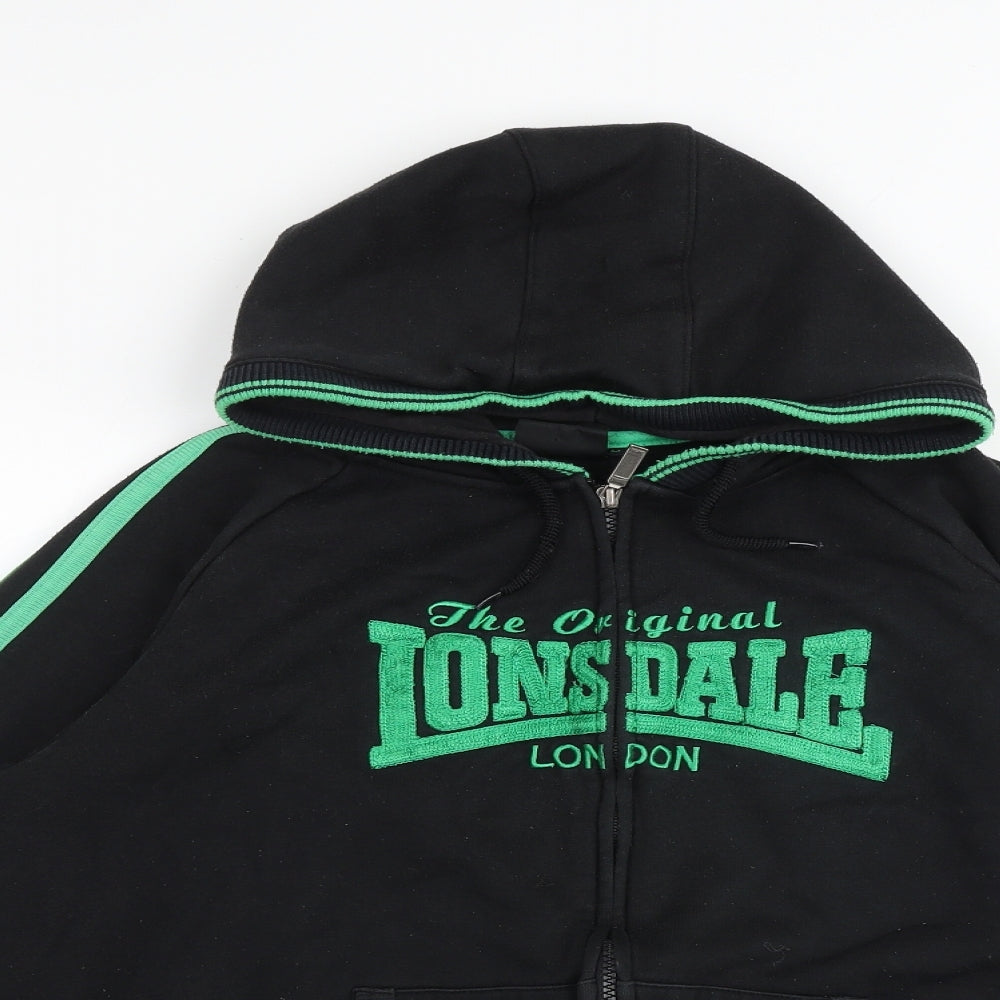 Lonsdale Mens Black Polyester Full Zip Hoodie Size M