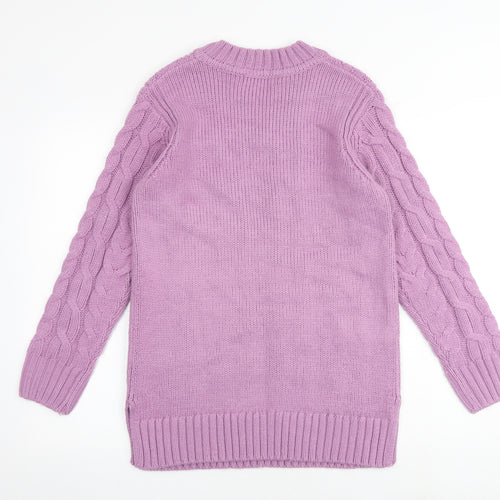 Marks and Spencer Womens Purple V-Neck Acrylic Pullover Jumper Size S