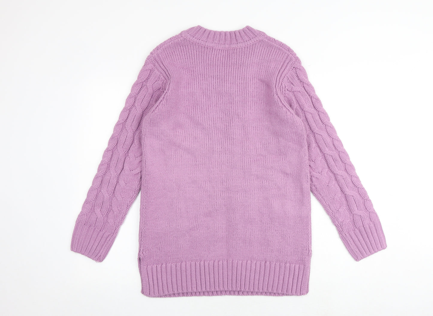 Marks and Spencer Womens Purple V-Neck Acrylic Pullover Jumper Size S
