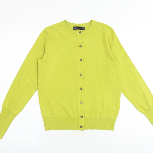 Marks and Spencer Womens Green Round Neck Viscose Cardigan Jumper Size 8