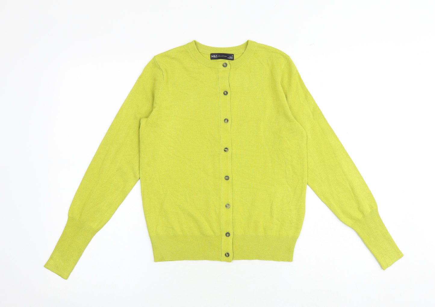 Marks and Spencer Womens Green Round Neck Viscose Cardigan Jumper Size 8