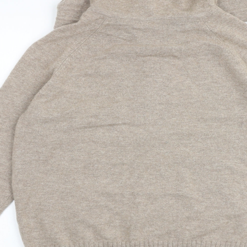 Autograph Womens Brown Round Neck Cashmere Full Zip Jumper Size S