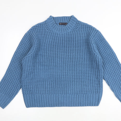 Marks and Spencer Womens Blue Round Neck Acrylic Pullover Jumper Size M