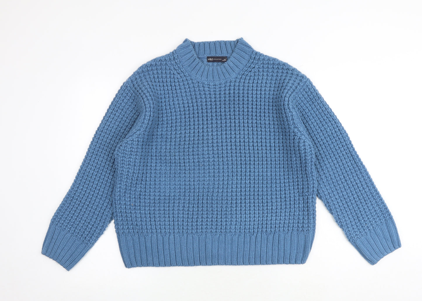 Marks and Spencer Womens Blue Round Neck Acrylic Pullover Jumper Size M