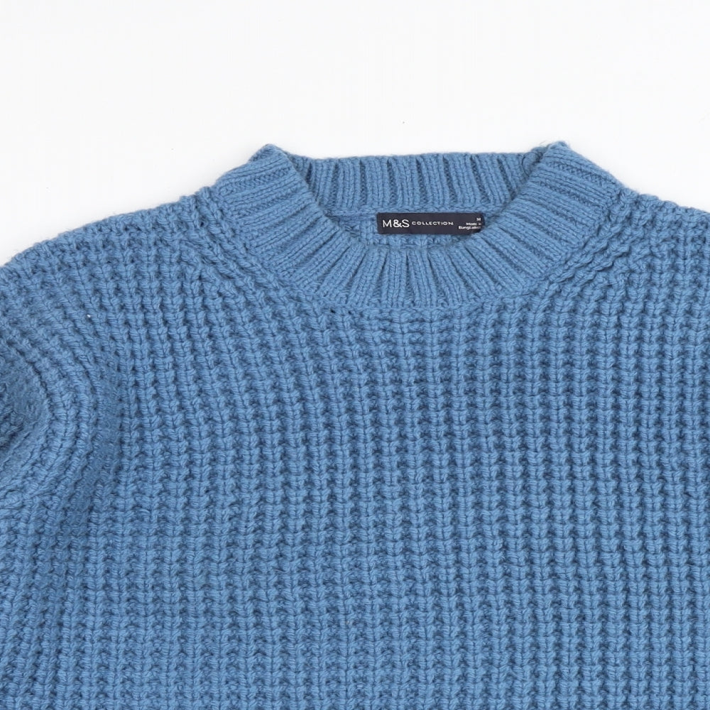 Marks and Spencer Womens Blue Round Neck Acrylic Pullover Jumper Size M