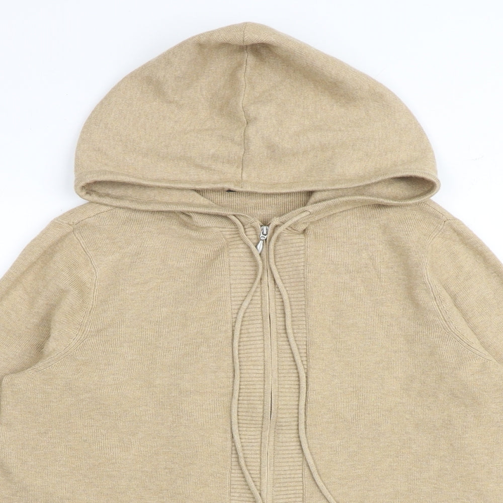 Marks and Spencer Womens Brown Round Neck Acrylic Full Zip Jumper Size S