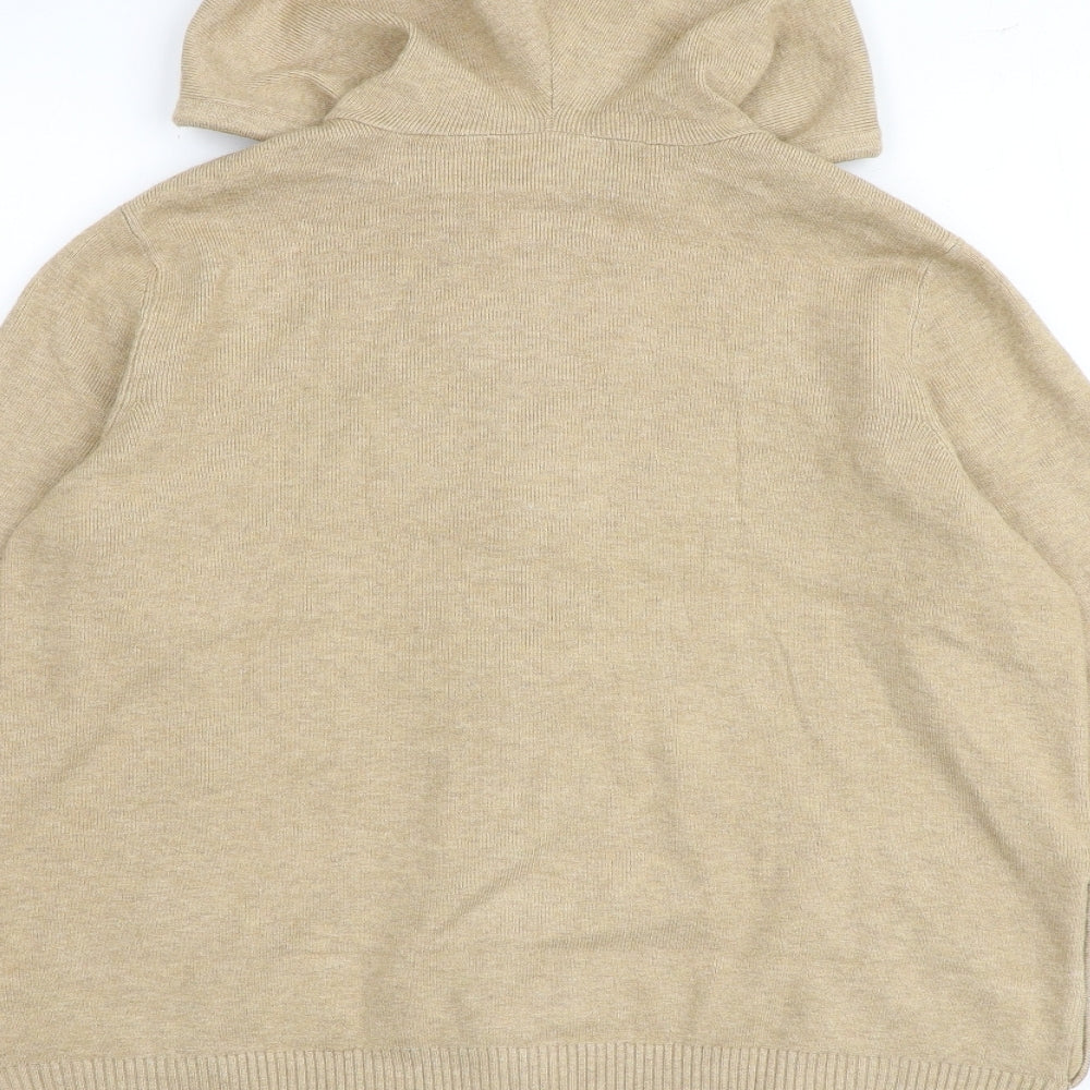 Marks and Spencer Womens Brown Round Neck Acrylic Full Zip Jumper Size S
